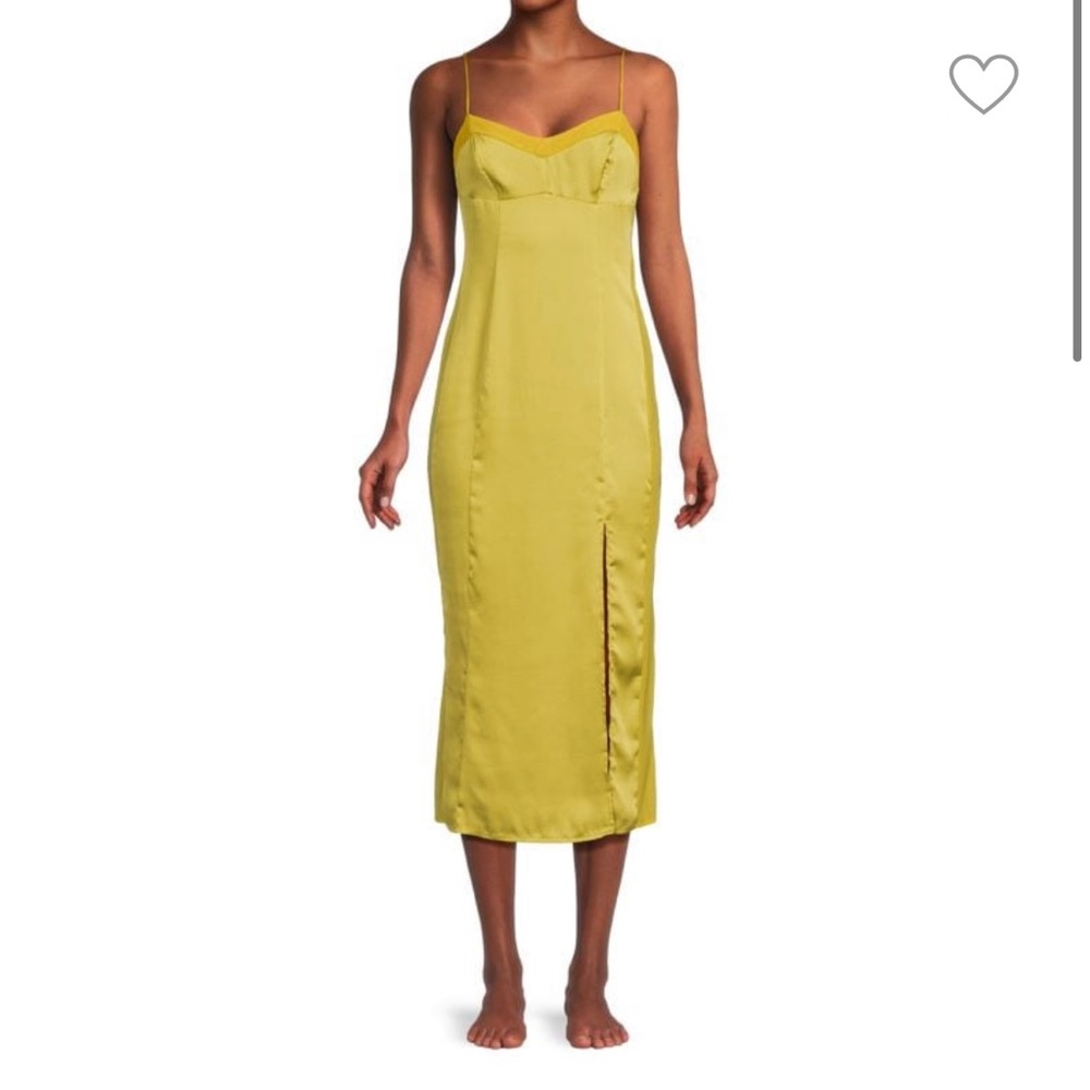 NWT Intimately free people City cool slip dress. Color: bitter oil. Chartreuse